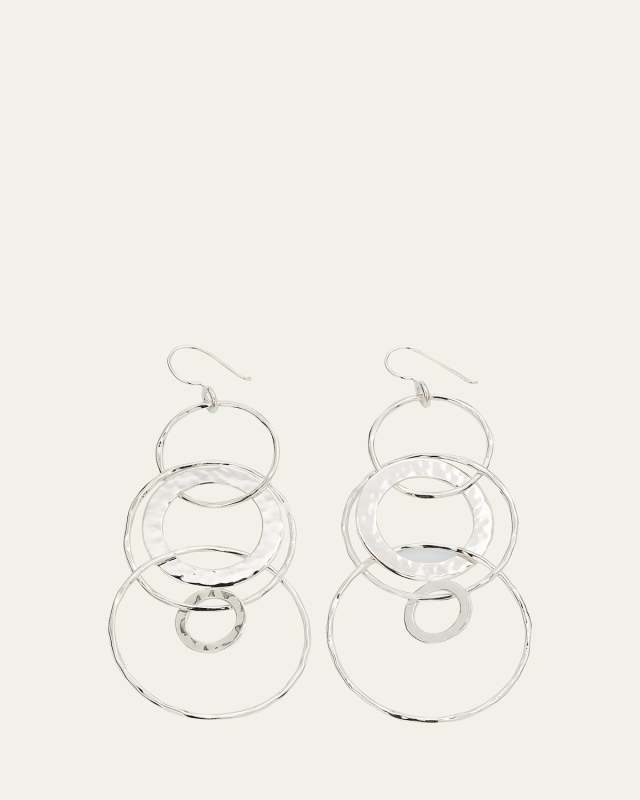 Jumbo Hammered Jet Set Earrings in Sterling Silver